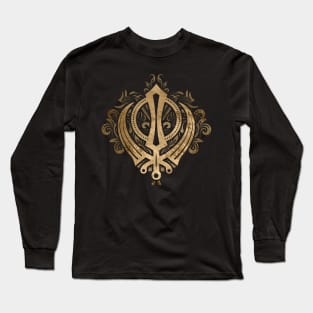 Golden Sikh Khanda symbol Long Sleeve T-Shirt